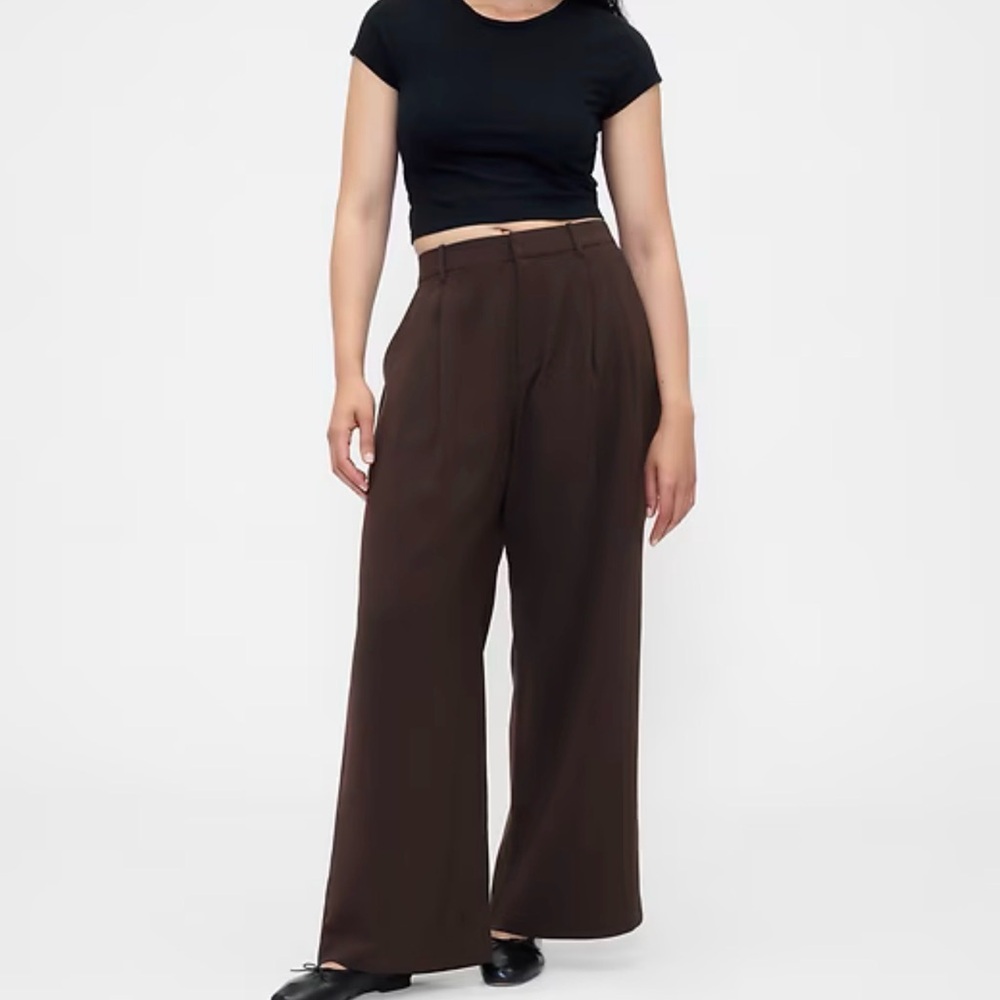 GAP Wide-Leg Pleated Trousers in Terra brown women’s Sz 12 NWT